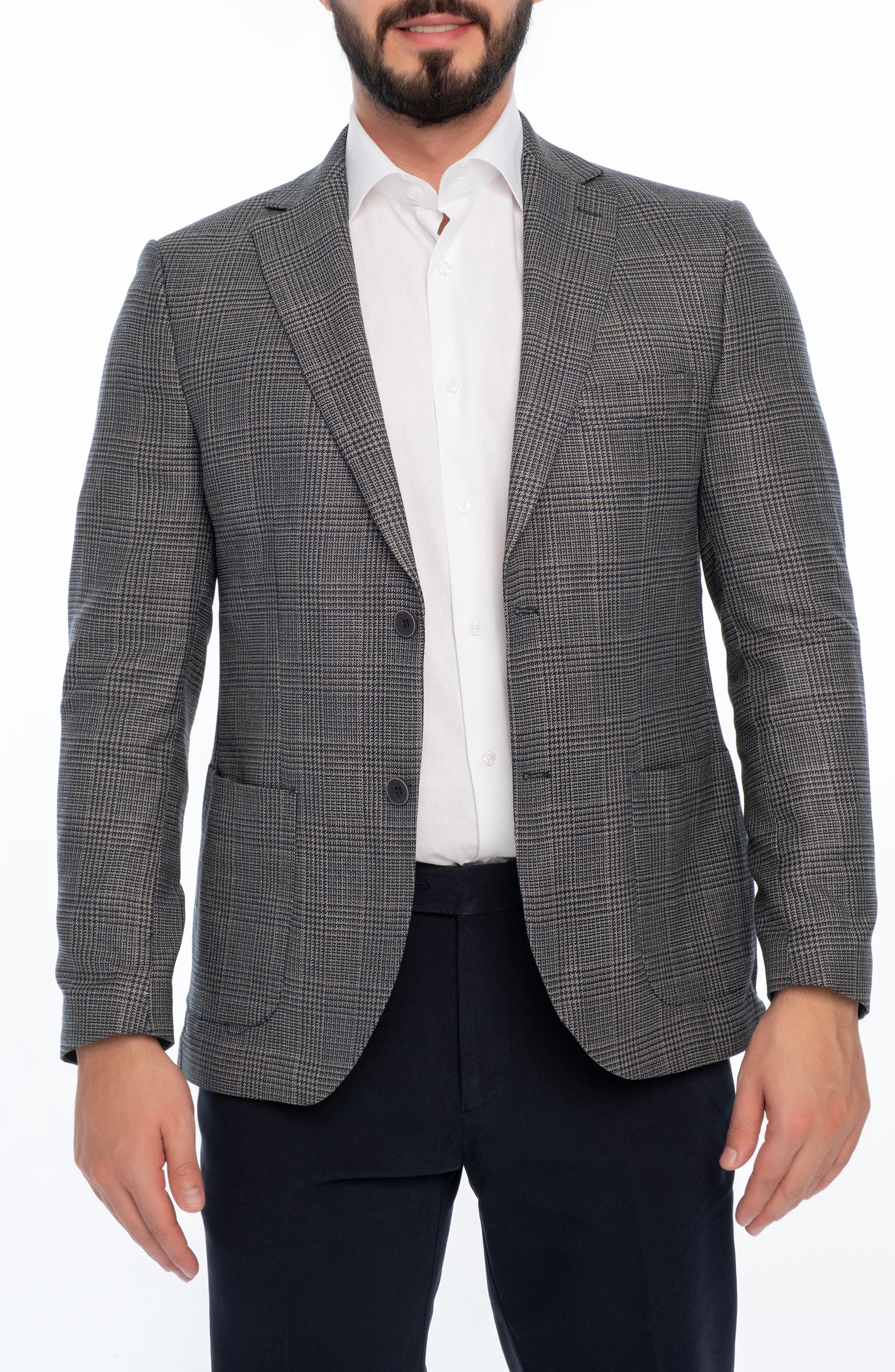 VELLAPAIS Plaid Sport Coat