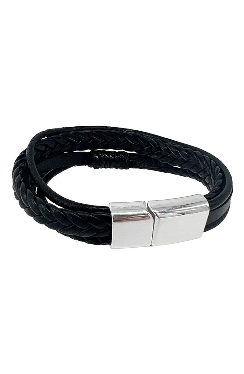 Adornia Men's Leather Multistrand Magnetic Bracelet, Main, color, 