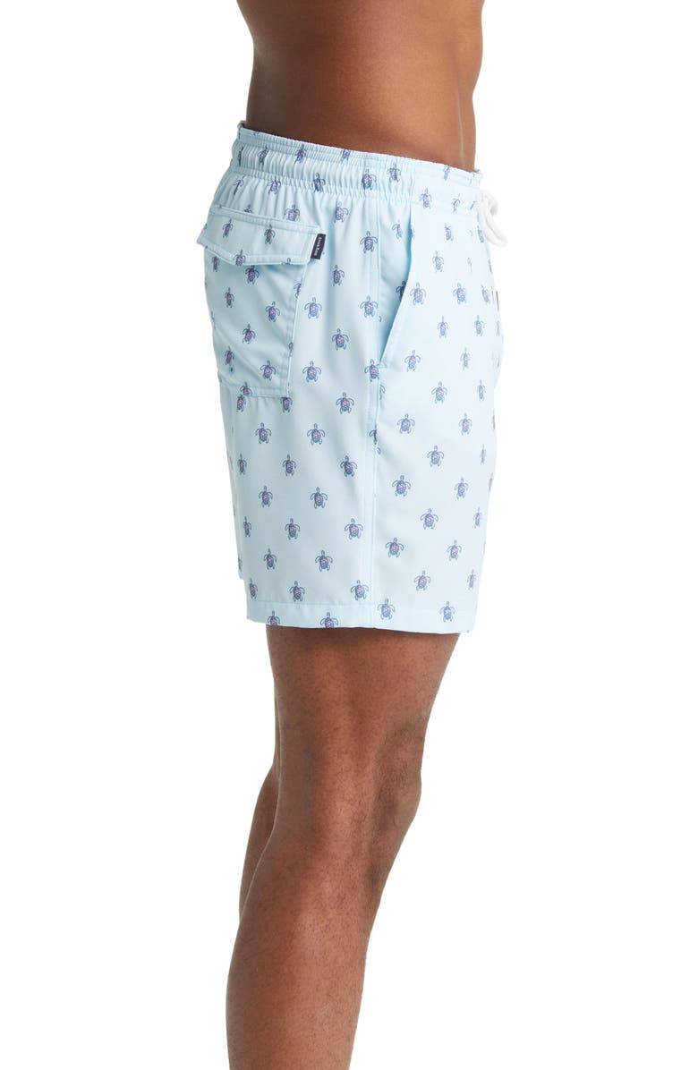 Stone Rose Turtle Print Swim Trunks, Alternate, color, 