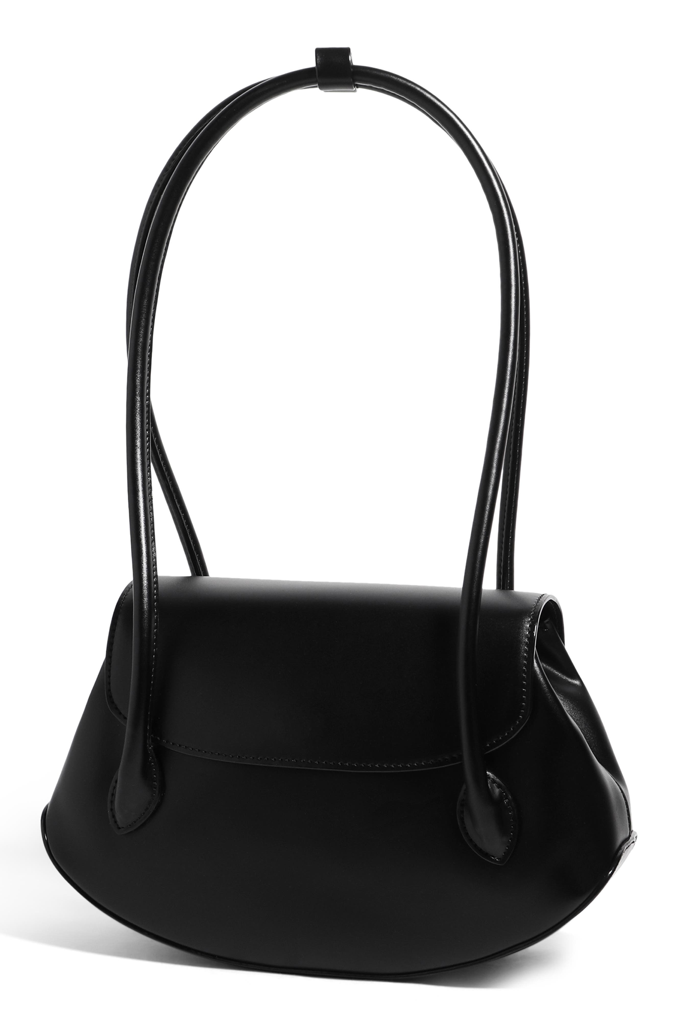 We Are Timeless Small Vegan Leather Shoulder Bag, Alternate, color, BLACK/ SILVER