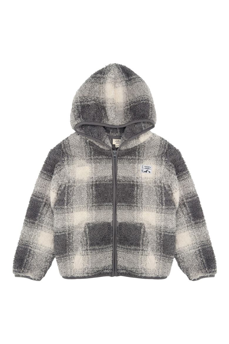 Kids' Rocky Plaid Fleece Hoodie, Main, color, ASH GREY