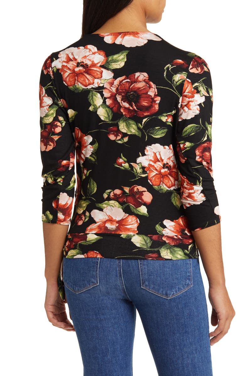 Loveappella Faux Tie Wrap Top, Alternate, color, Black/ Rust