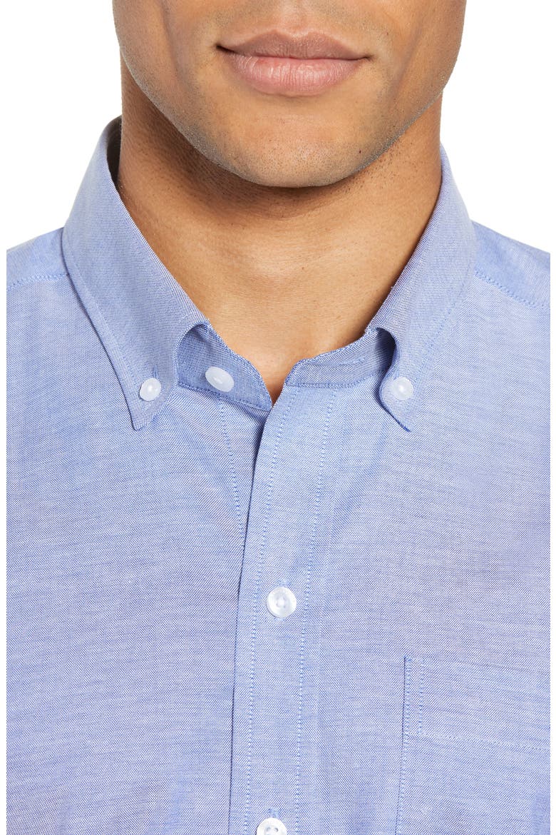 Classic Fit Short Sleeve Button-Down Oxford Shirt, Alternate, color, FRENCH BLUE