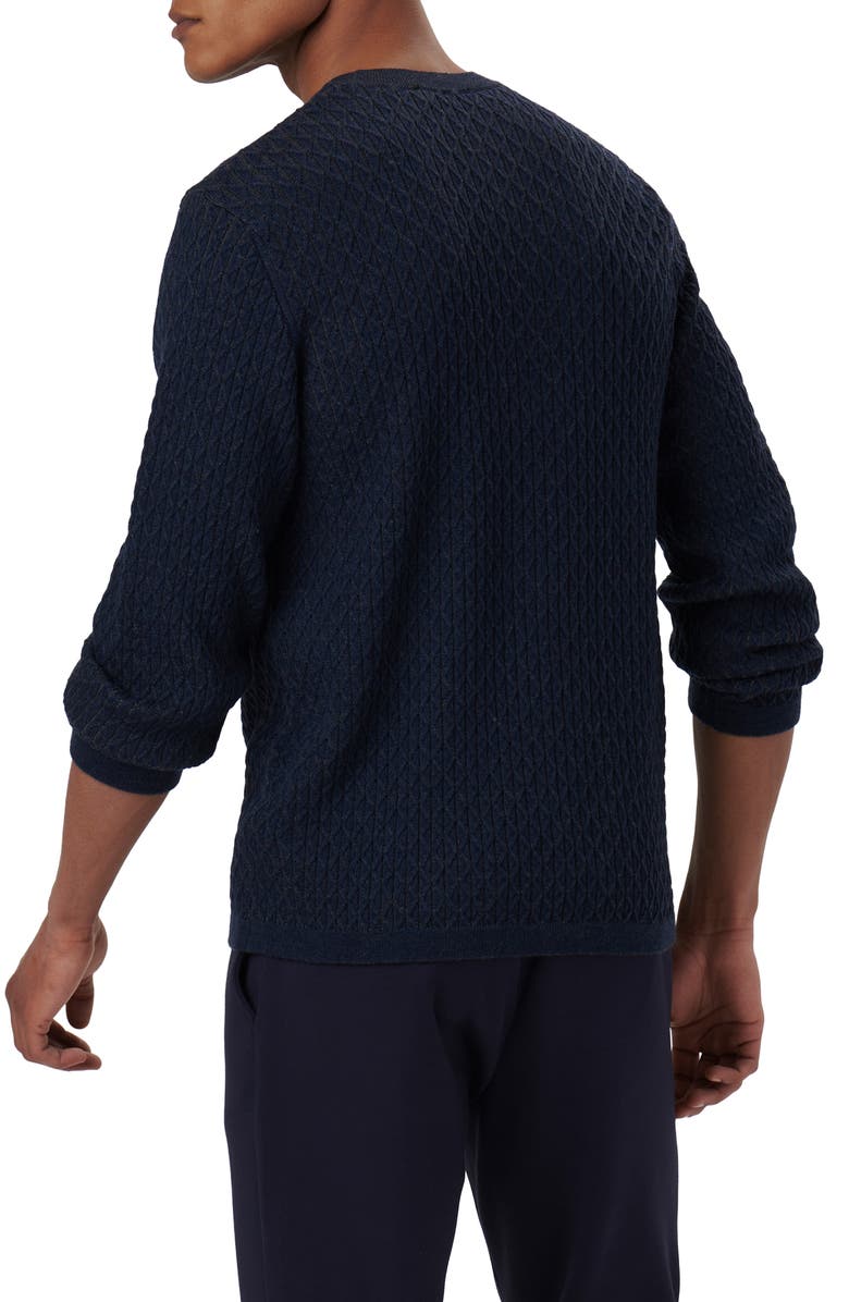 Bugatchi Merino Wool Diamond Stitch Sweater, Alternate, color, Navy