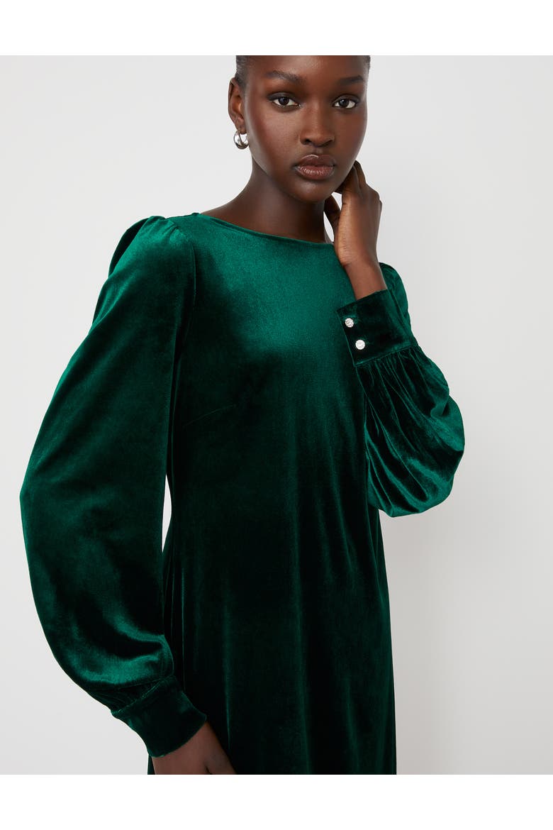 Sandrine Velvet Knee Length Dress, Alternate, color, Bottle Green