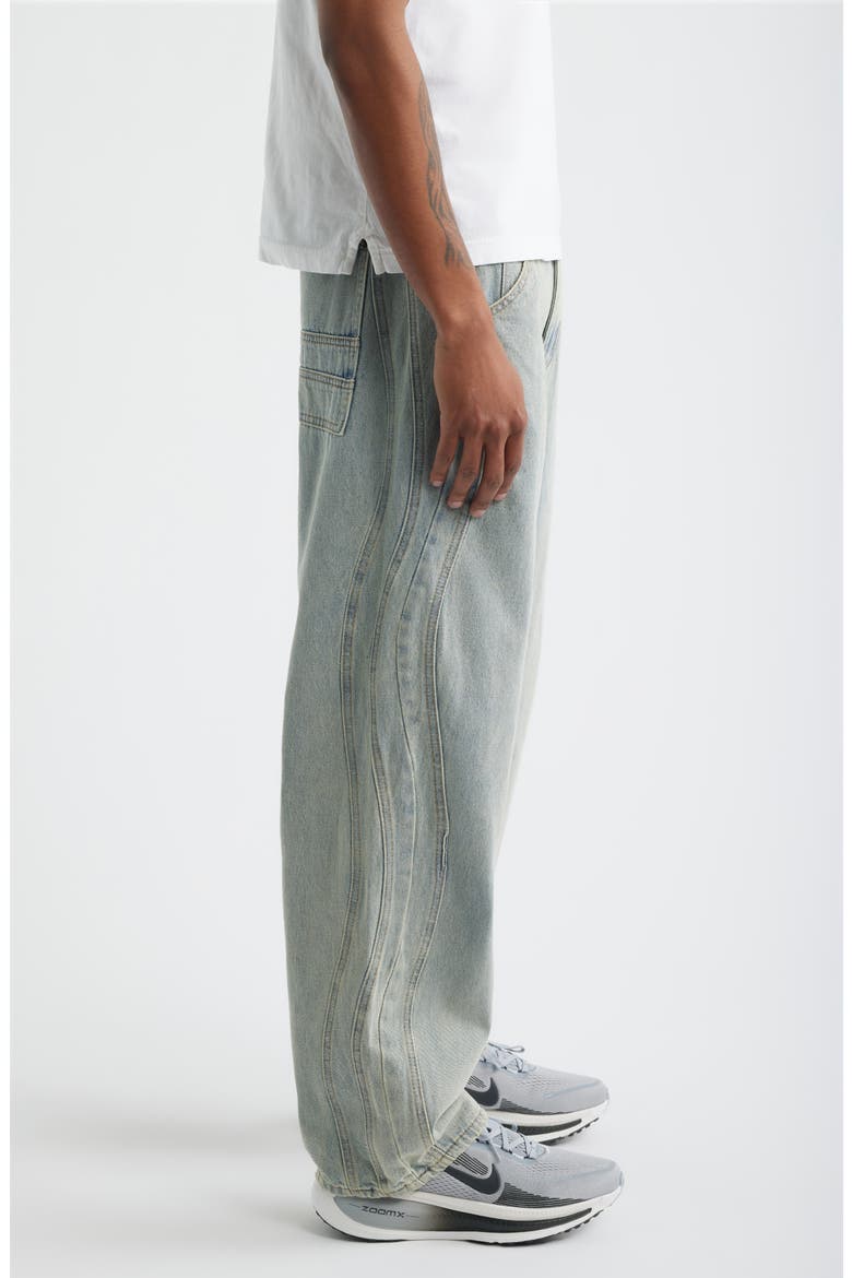 Wavy Seam Relaxed Jeans, Alternate, color, WASHED BLUE