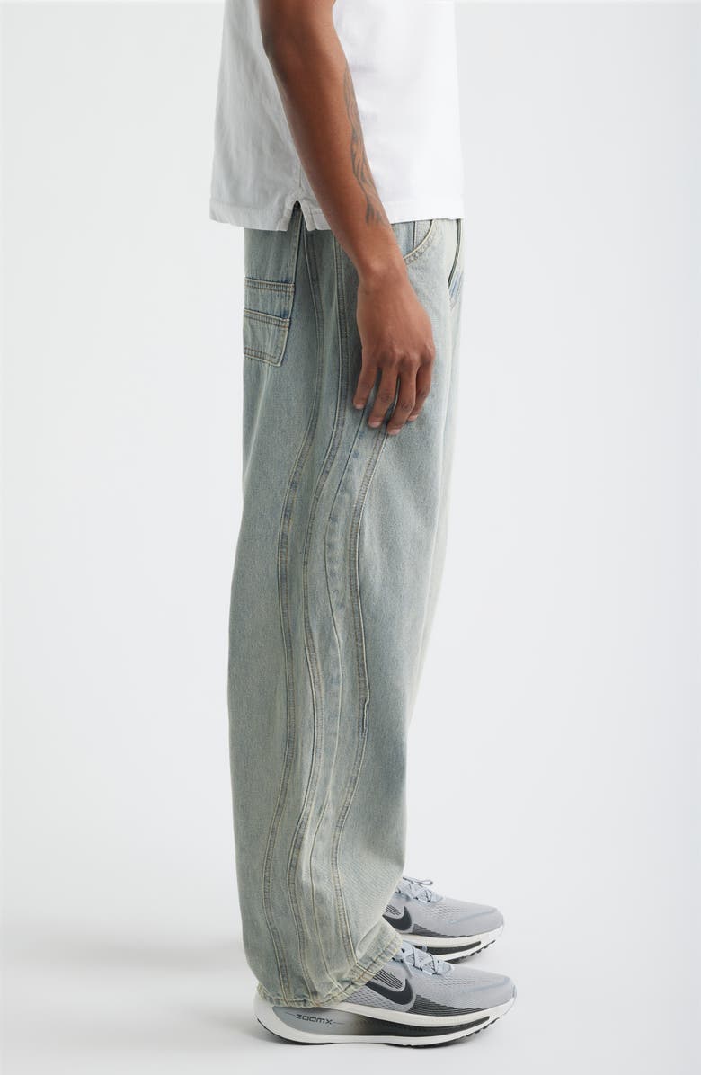 CRIMINAL DAMAGE Wavy Seam Relaxed Jeans, Alternate, color, Washed Blue