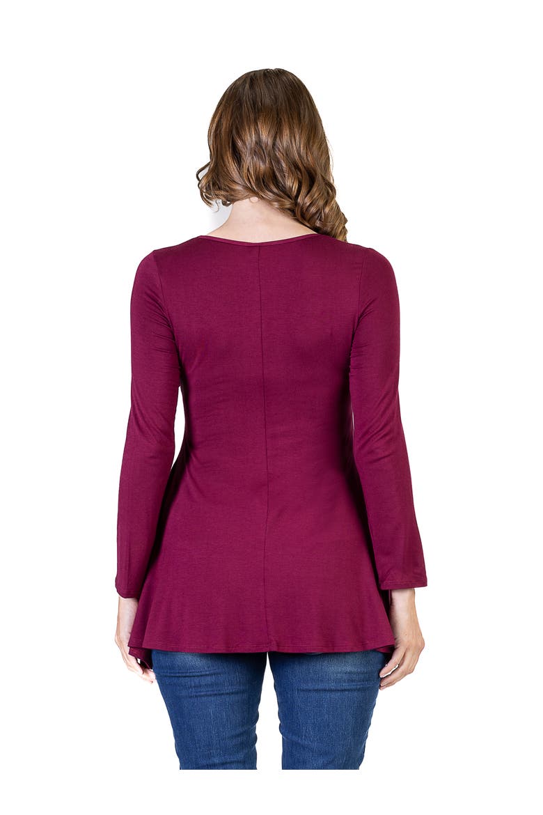 Long Sleeve Solid Color Swing Style Flared Tunic Top, Alternate, color, Wine