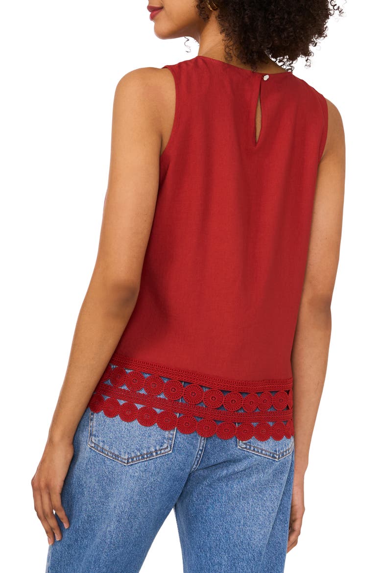 Circle Lace Trim Tank, Alternate, color, CHILI