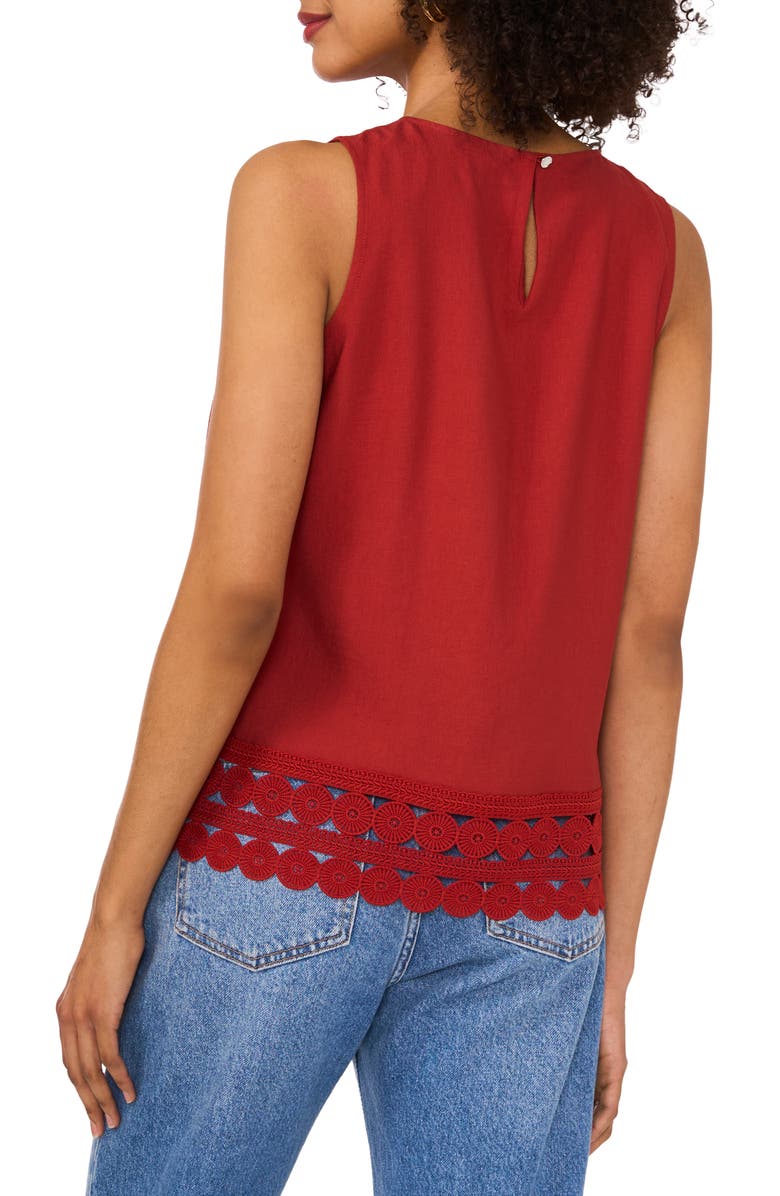 Vince Camuto Circle Lace Trim Tank, Alternate, color, Chili