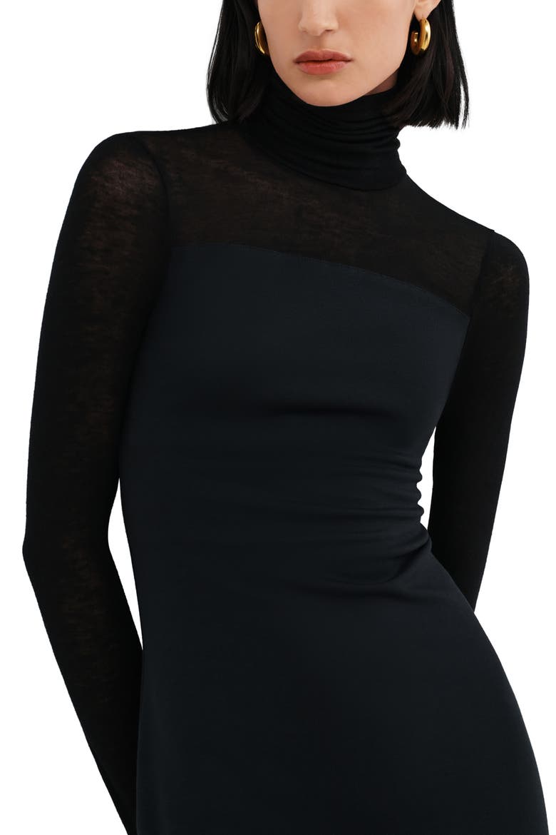 Toronto Long Sleeve Turtleneck Dress, Alternate, color, BLACK