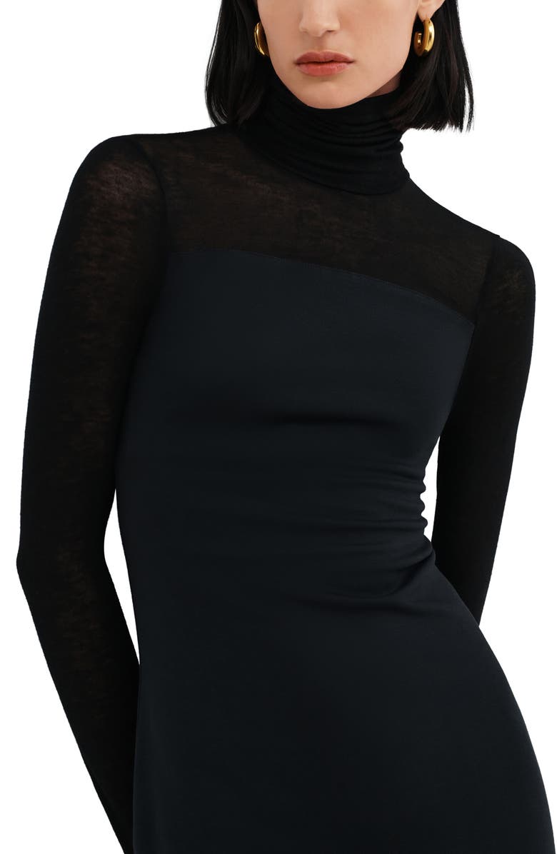 Two Lines by Marcella Toronto Long Sleeve Turtleneck Dress, Alternate, color, Black