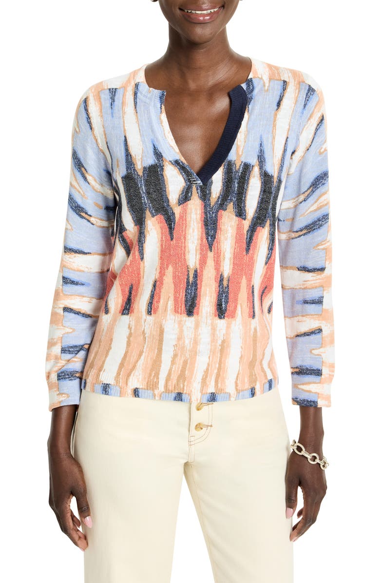 NIC+ZOE Cotton Blend Slub Sweater, Main, color, Blue Multi