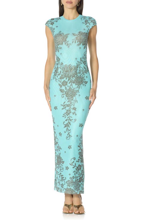 Mylo Print Mesh Maxi Dress
