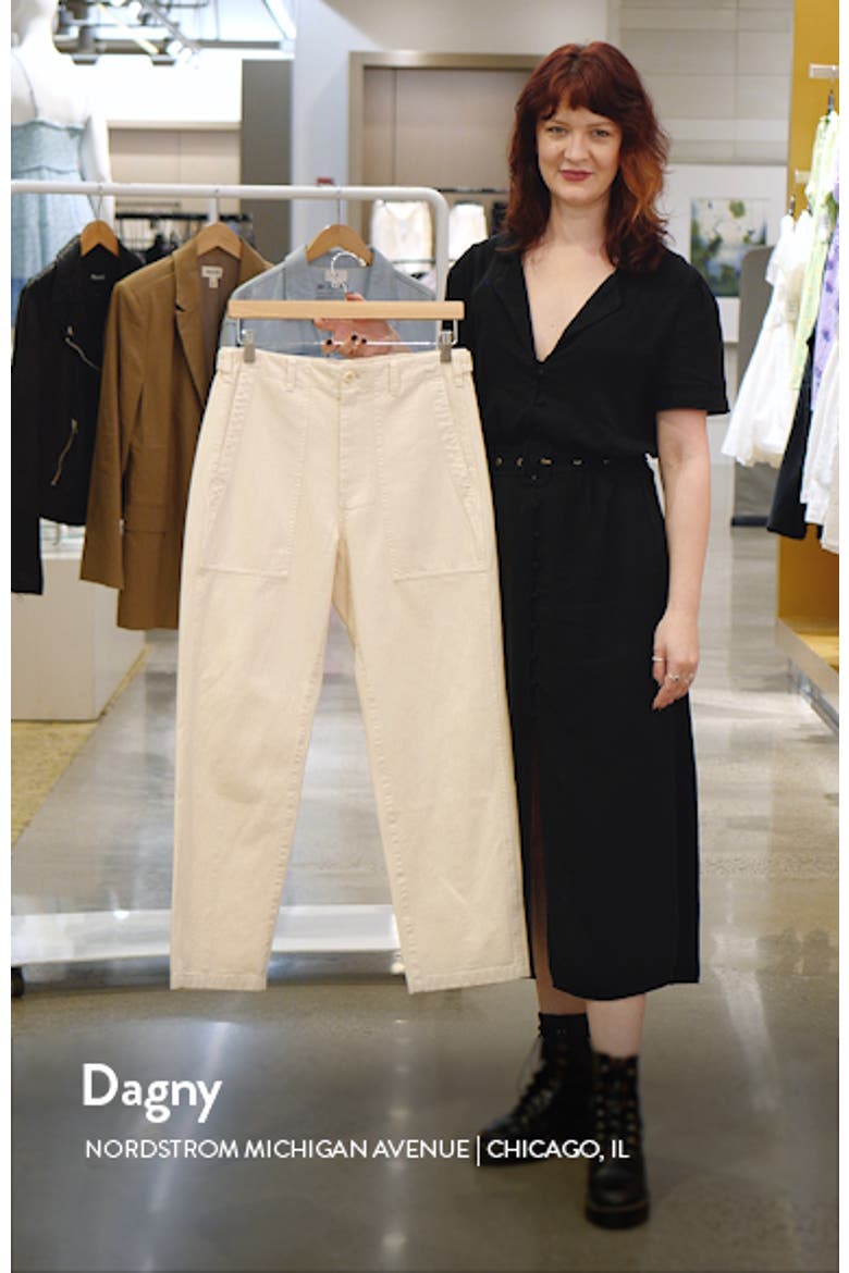 Neil Herringbone High Waist Straight Leg Utility Pants video