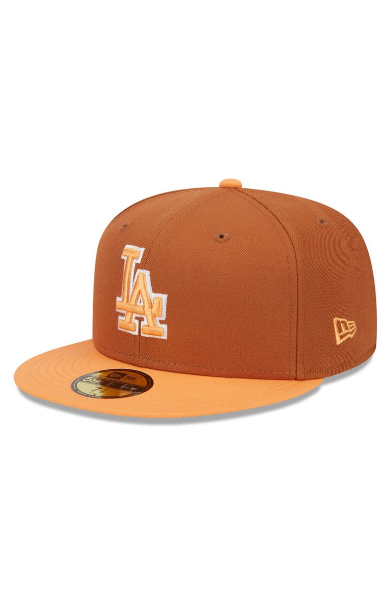 New Era Men's New Era Brown/Orange Los Angeles Dodgers Spring Color Basic Two-Tone 59FIFTY Fitted Hat, Alternate, color, 