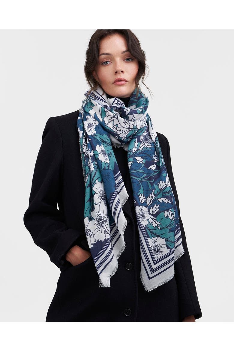 Solara Tales Teal Scarf, Alternate, color, Teal & Ivory