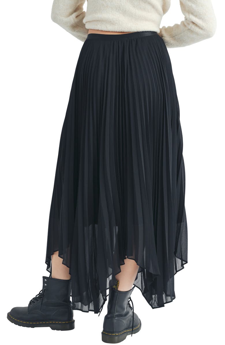 All in Favor Pleated Handkerchief Hem Chiffon Skirt, Alternate, color, 