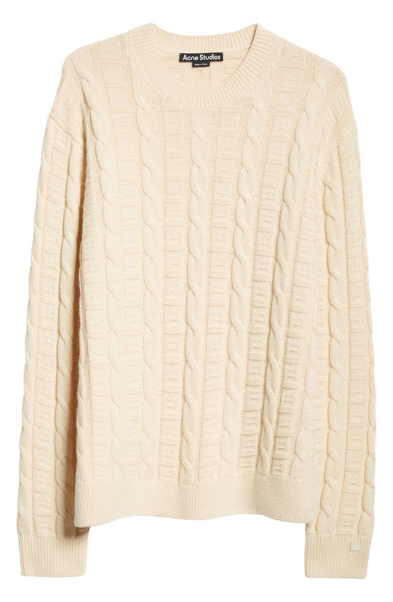 Acne Studios Kelviro Cable Stitch Crewneck Sweater, Alternate, color,