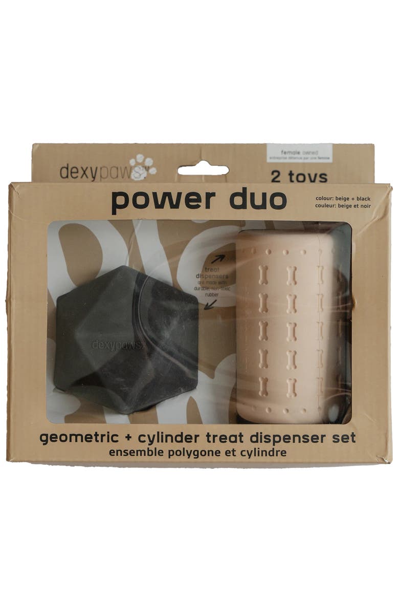 Power Duo Set, Geometric Kong and Cylinder 2 Piece Dog Chew Toys, Main, color, Multicolored