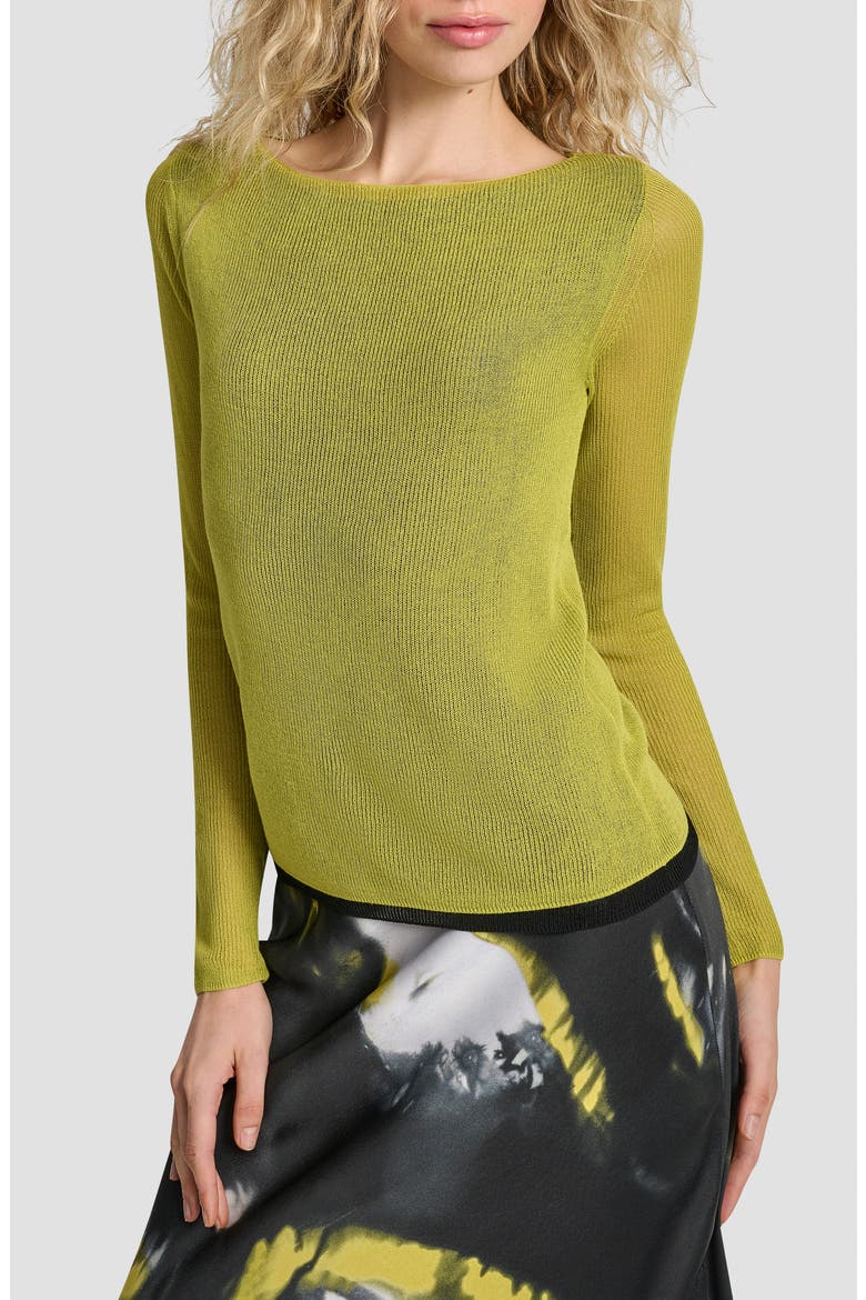 Double Layer Boat Neck Sweater, Main, color, CITRONELLA/ BLACK