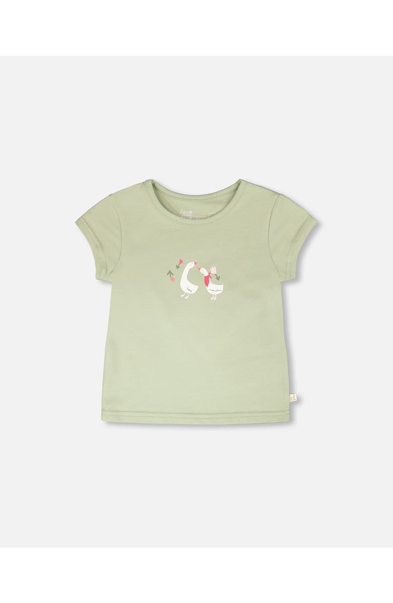 Deux par Deux Organic Cotton Jersey Short Sleeve T-Shirt, Main, color, Light Khaki Green