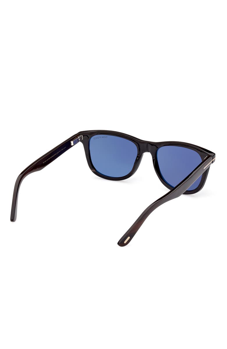 TOM FORD 53mm Polarized Square Sunglasses, Alternate, color, Black Horn / Blue