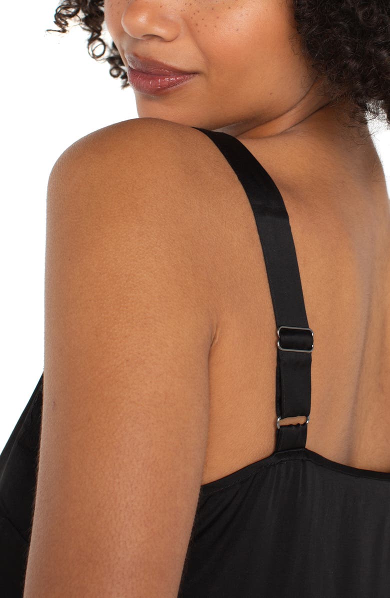 Liverpool Los Angeles Lace Trim Satin Camisole, Alternate, color, Black