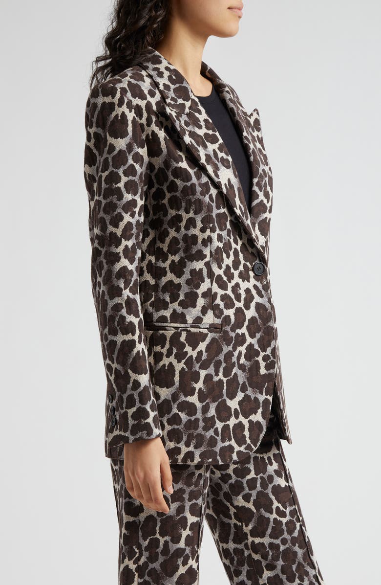 Smythe Leopard Jacquard Cotton Blend Blazer, Alternate, color, 