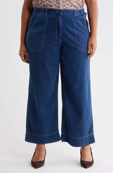 Wide Leg Piqué Knit Pants
