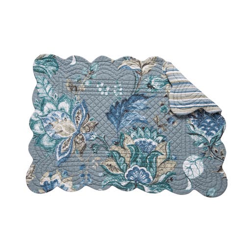 C & F Home C&f Home Morrison Floral Cotton Quilted Reversible Machine Washable Placemat Machine Washable Set Of In Green