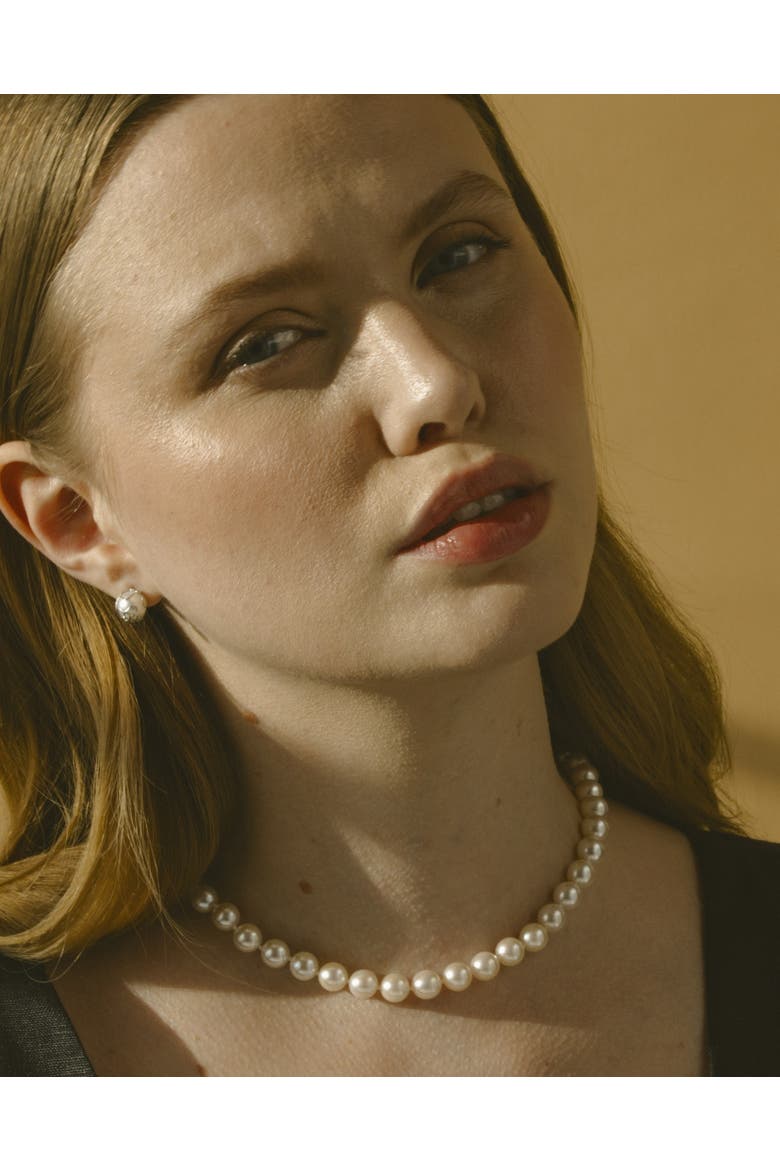 8.0-8.5mm Japanese Akoya White Pearl Necklace - AAA Quality, Main, color, Yellow Gold Clasp
