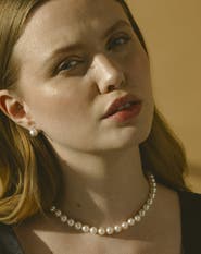 The Pearl Source 8.0-8.5mm Japanese Akoya White Pearl Necklace - AAA Quality