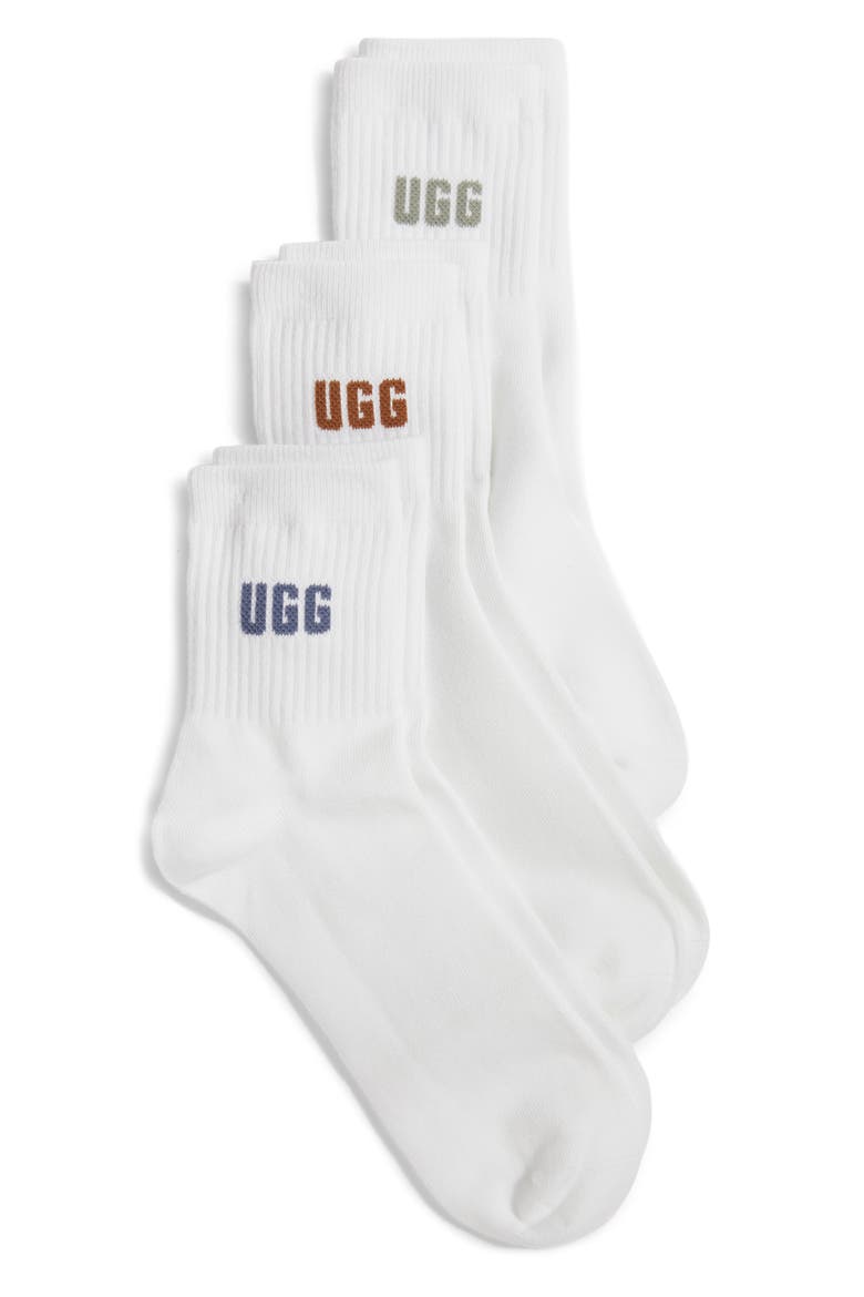 Quinlin Logo Quarter Socks 3-Pack, Main, color, STORMY / CHESTNUT / CLOVER