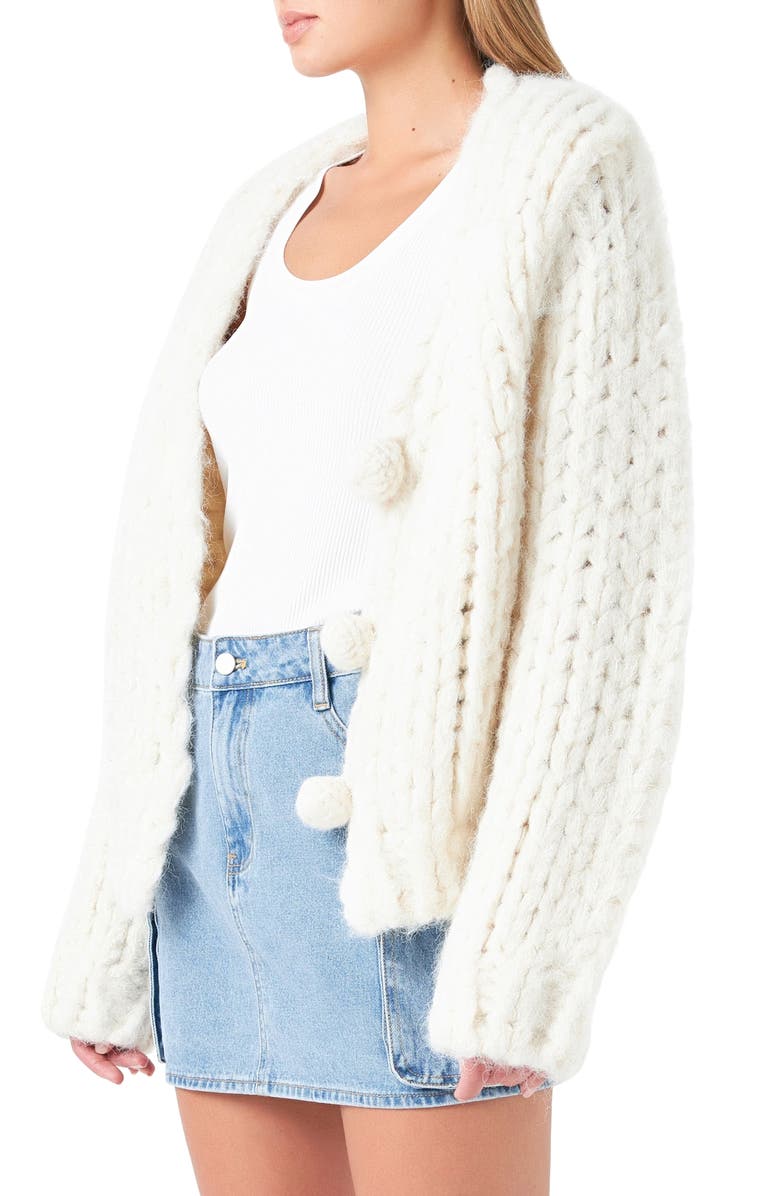 Grey Lab Chunky V-Neck Cardigan, Alternate, color, 