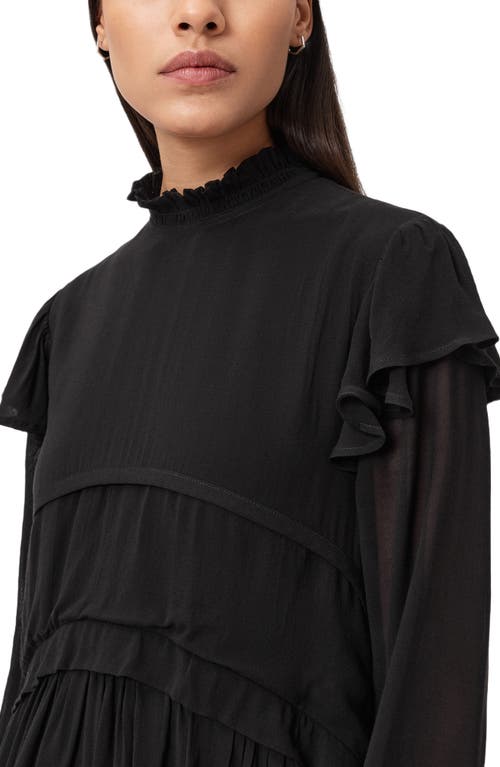 Allsaints Cavarly Ruffle Long Sleeve Maxi Dress In Black