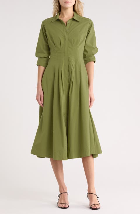 Jazz Pintuck Midi Shirtdress