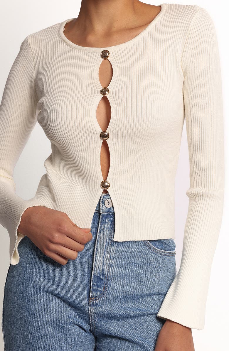 Petal & Pup Rosienna Ribbed Button Front Sweater, Alternate, color, Cream