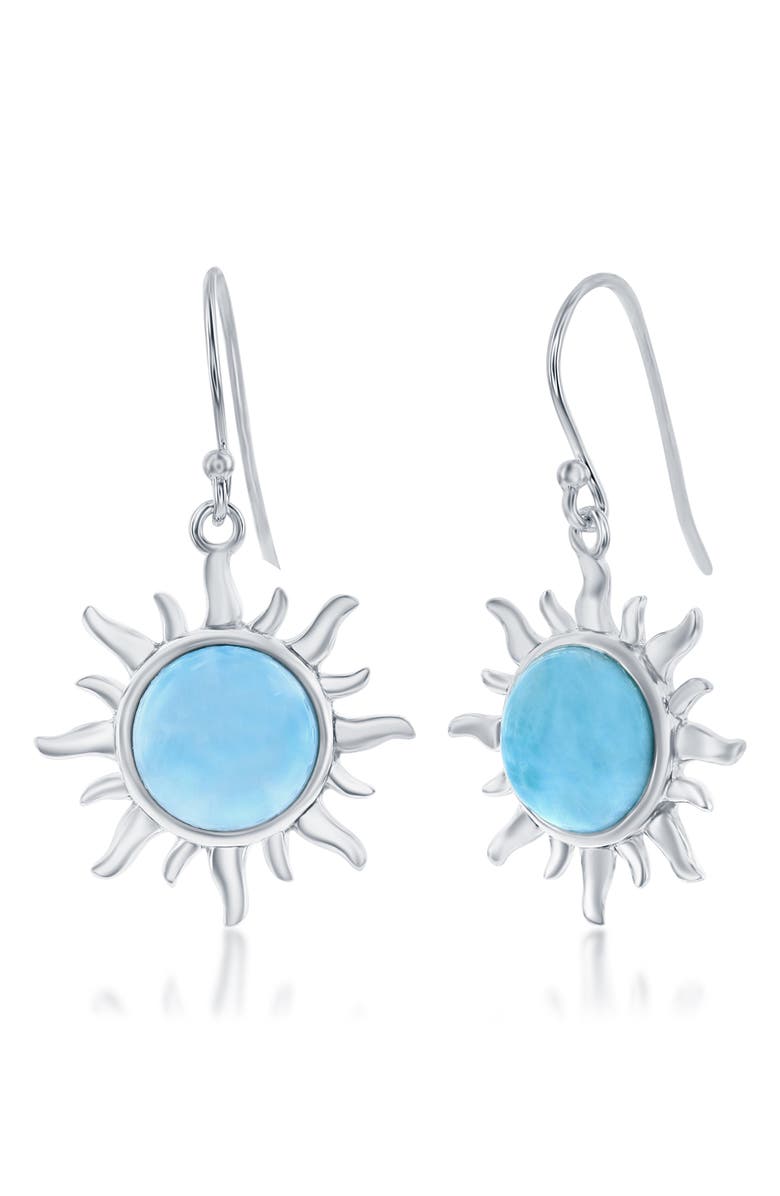 SIMONA Sterling Silver Larimar Sun Drop Earrings, Main, color, Blue