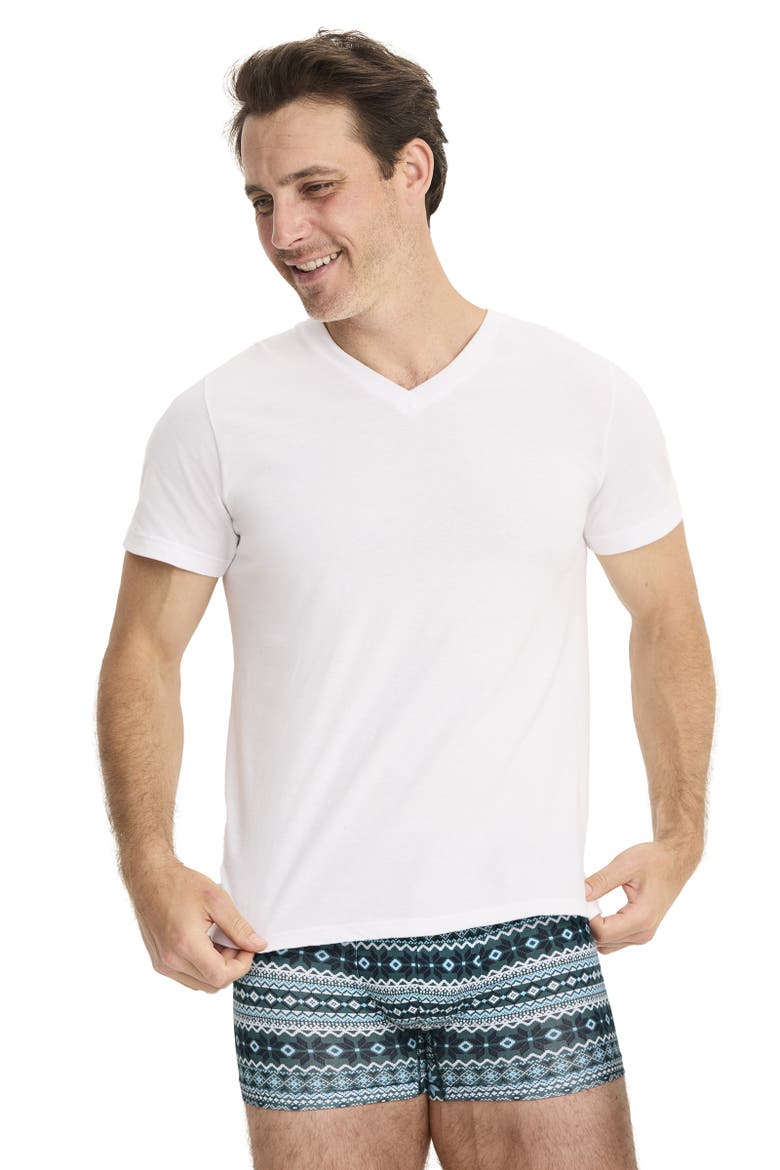 Men's Cool Cotton Stretch V-Neck Undershirt, Main, color, Diamond White