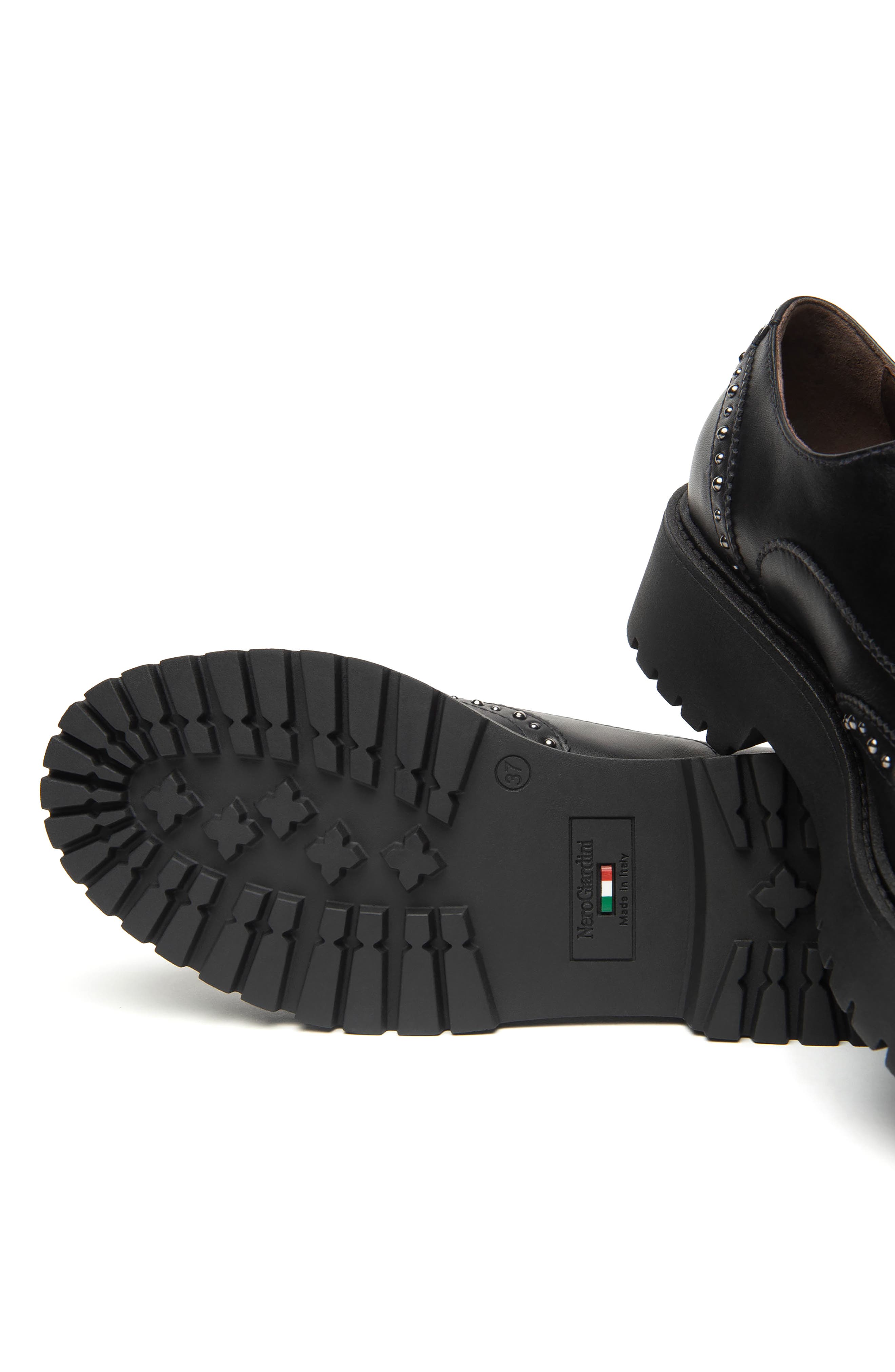 NeroGiardini Studded Derby, Alternate, color, Black