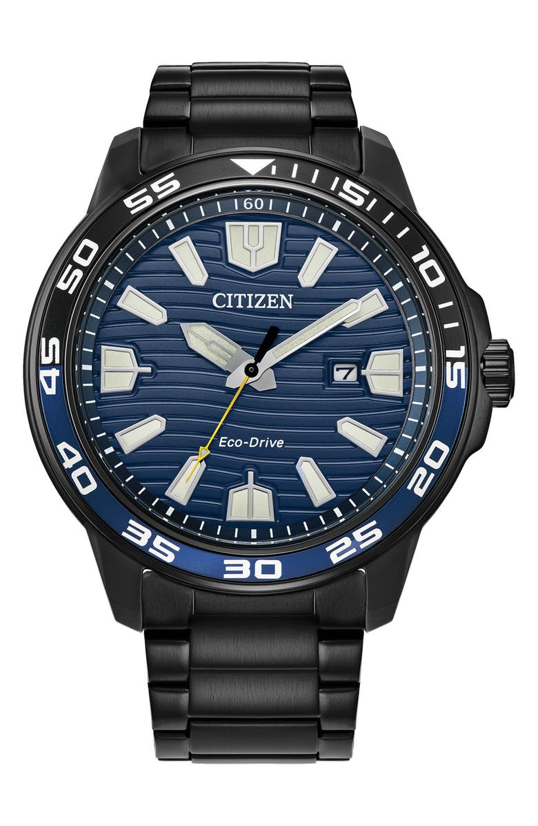Citizen Eco-Drive Bracelet Watch, 45mm, Main, color, Black/ Navy