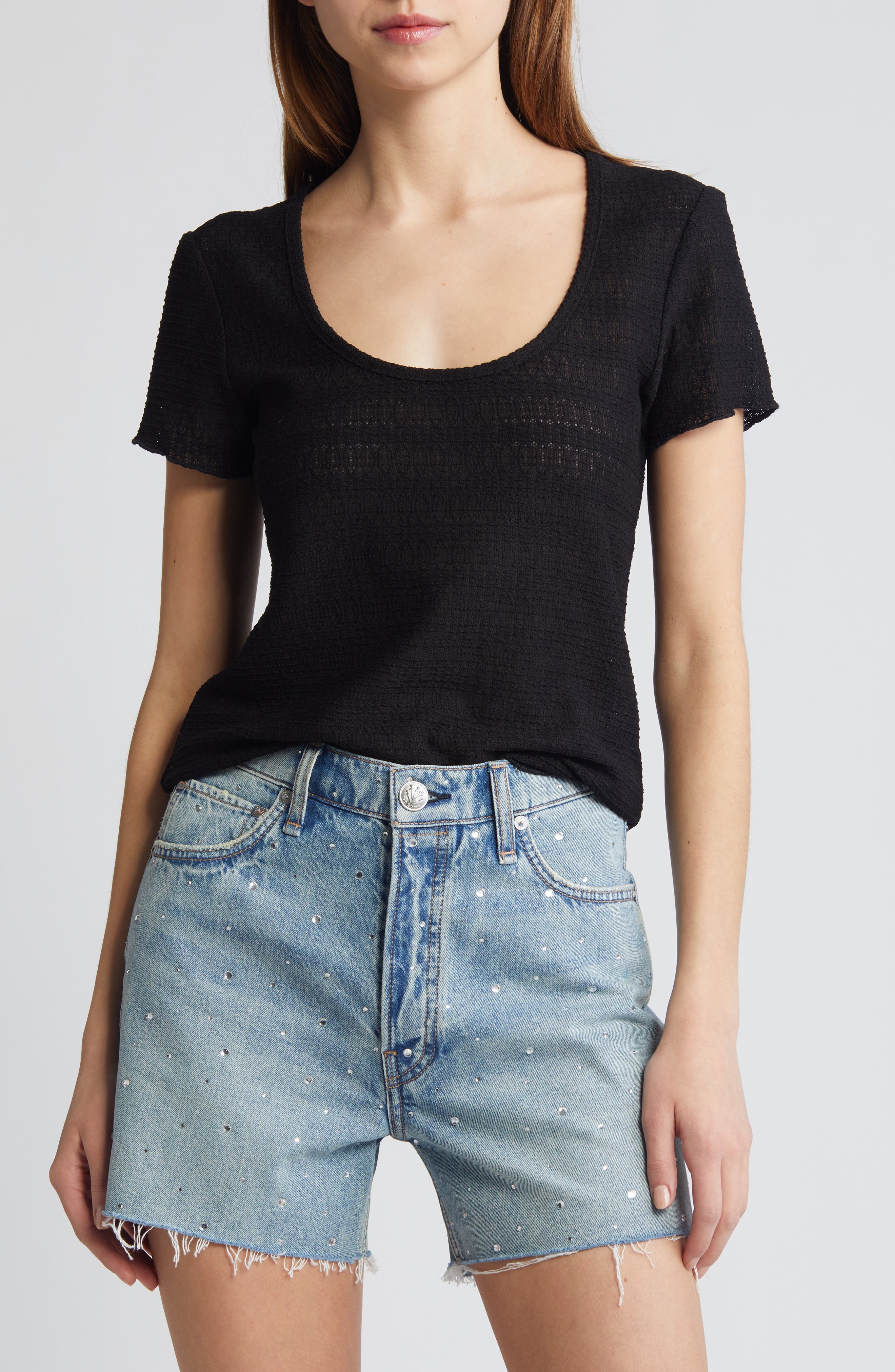 Julia Textured Scoop Neck T-Shirt