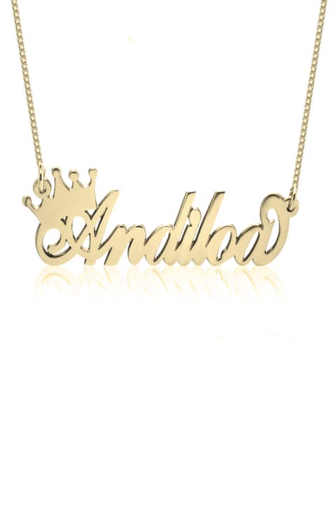 Crown Me Personalized Nameplate Pendant Necklace