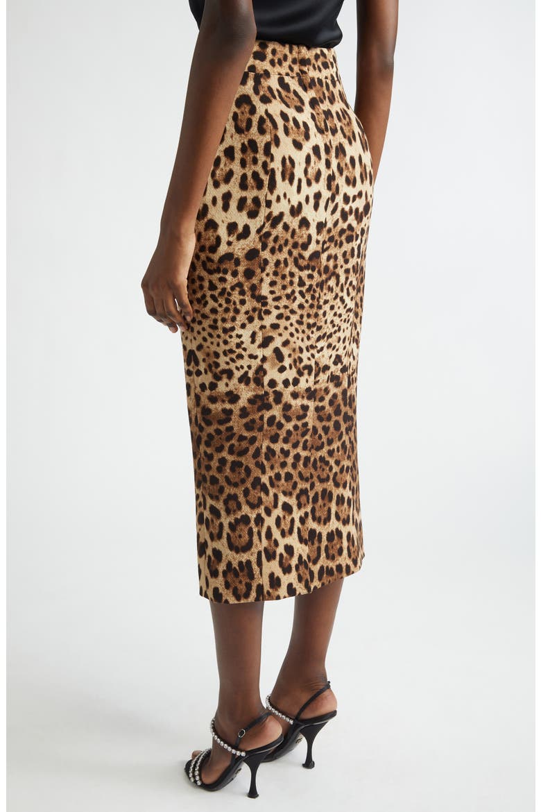 Leopard Print Stretch Silk Charmeuse Pencil Skirt, Alternate, color, LEO NEW