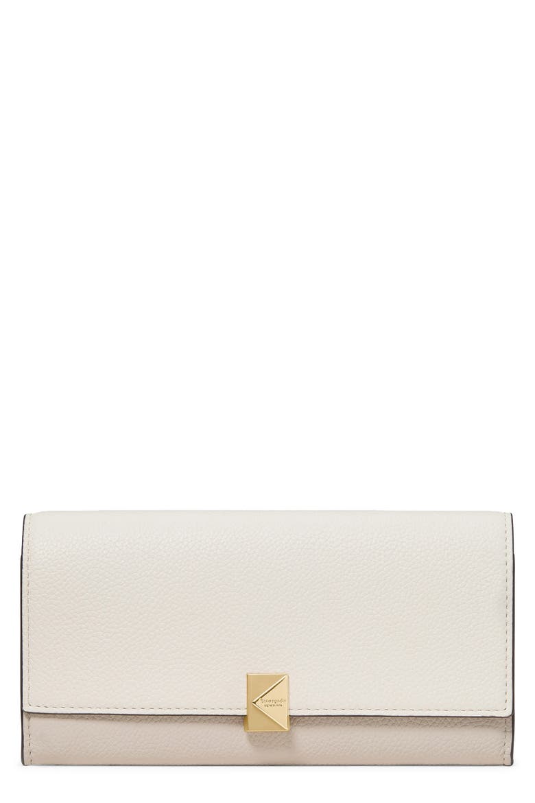 deco colorblock pebble leather wallet, Main, color, CASHEW MILK MULTI