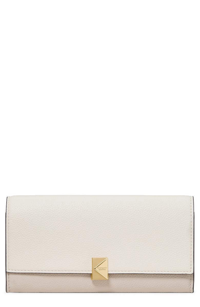 Kate Spade New York deco colorblock pebble leather wallet, Main, color, Cashew Milk Multi