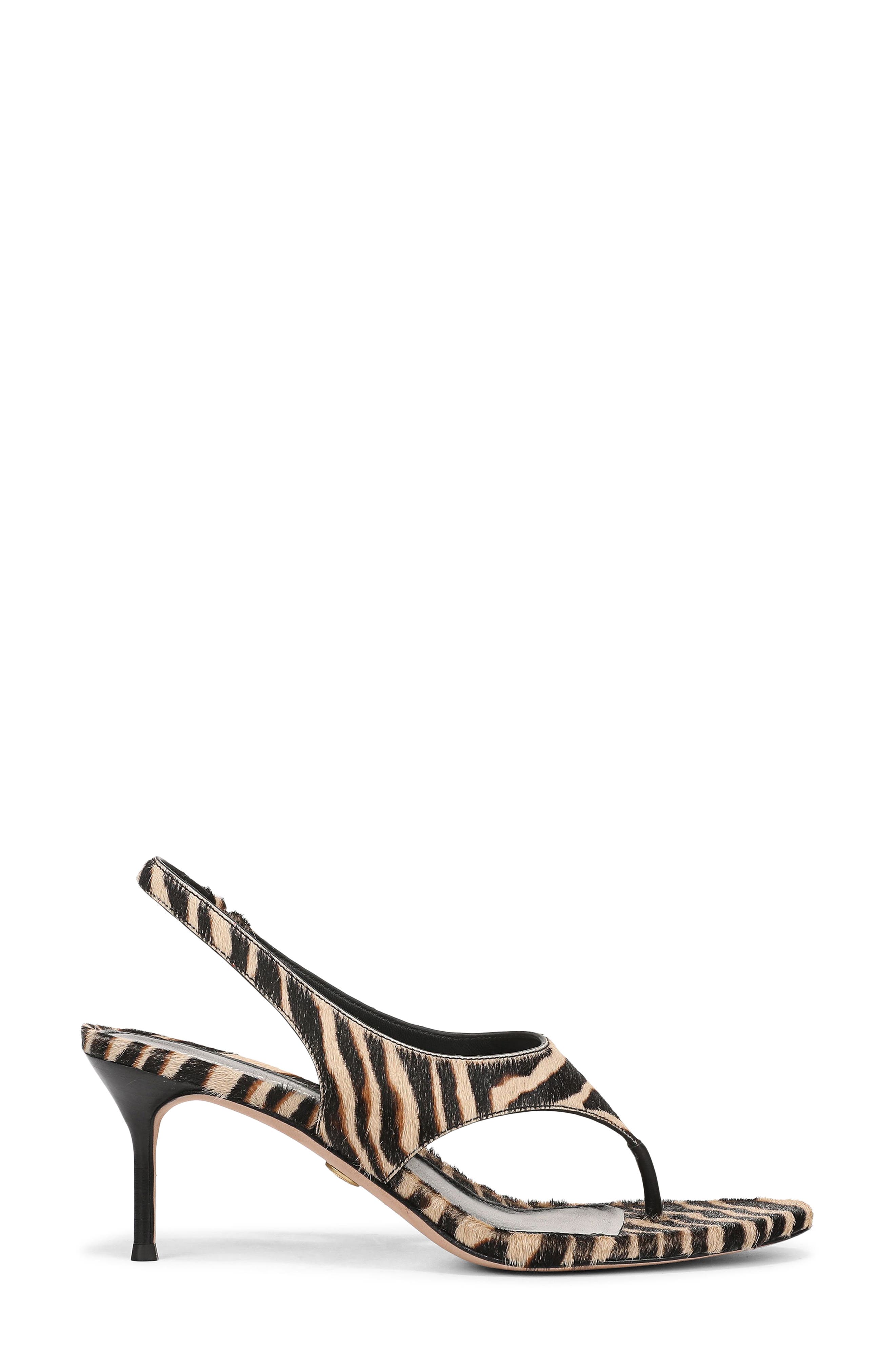 Veronica Beard Talon Slingback Thong Sandal, Alternate, color, Ziger Brown Calf Hair
