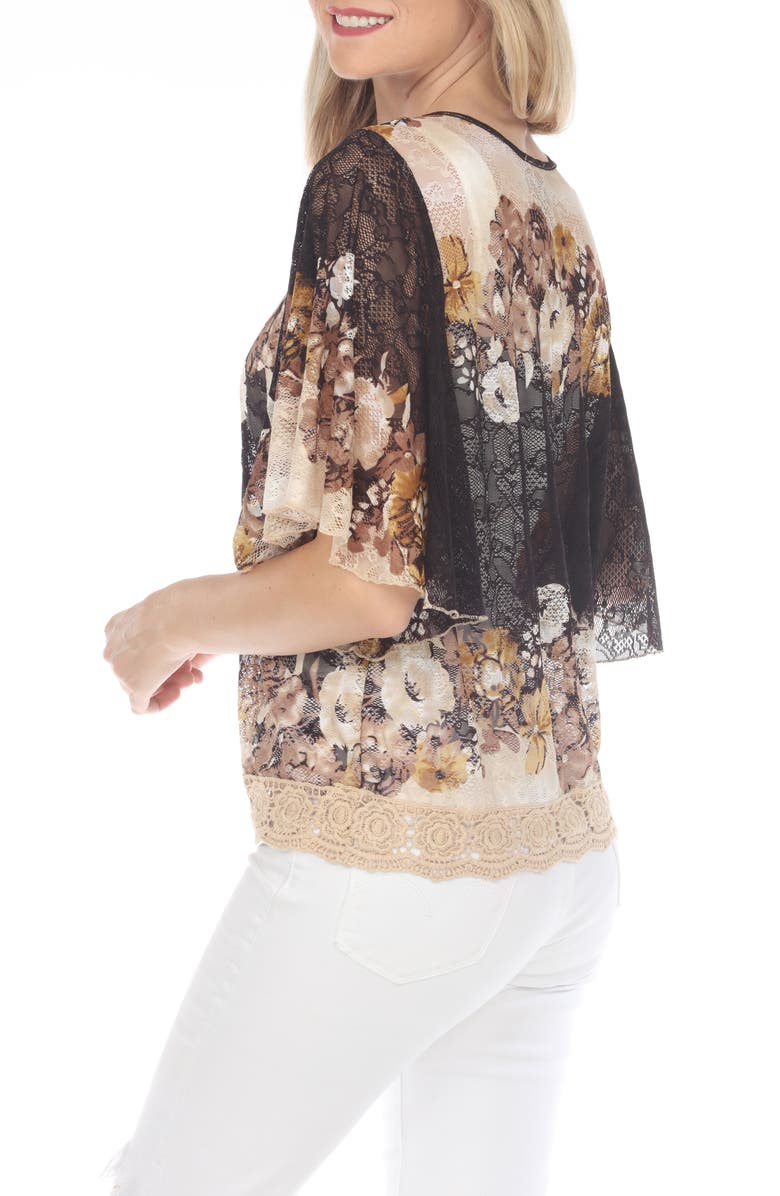 RAIN AND ROSE Floral Lace Top, Alternate, color, Black