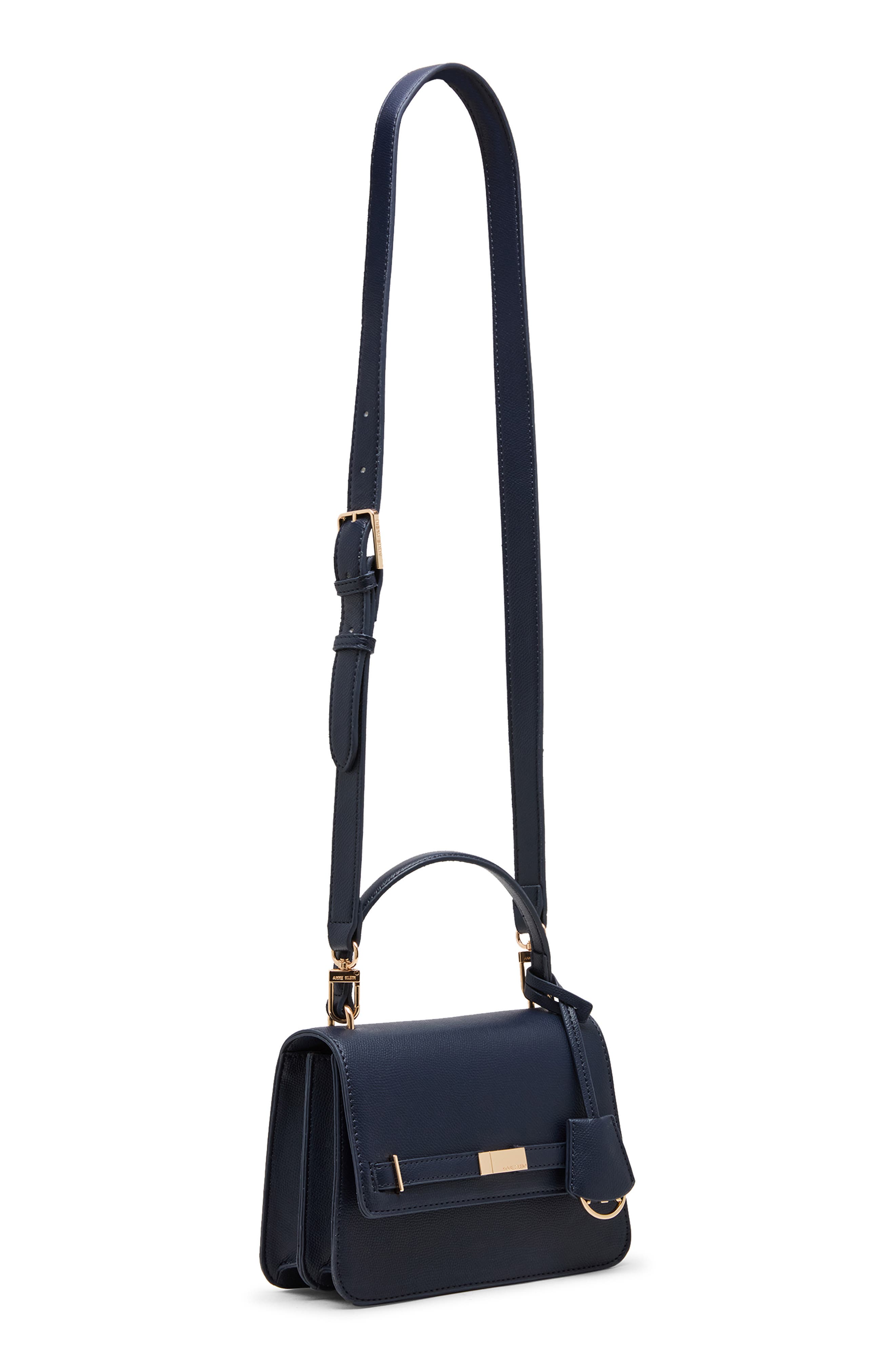 Anne Klein Belt Frame Satchel, Alternate, color, Navy